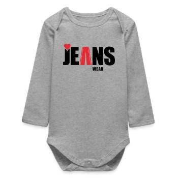 Jeans Wear Heart - Baby Organic Long-Sleeved Bodysuit - heather grey - Front