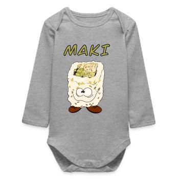 Maki style - Body bébé manches longues biologique - gris chiné - Devant