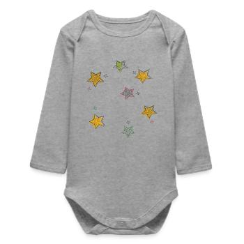 Stars - Baby Organic Long-Sleeved Bodysuit - heather grey - Front