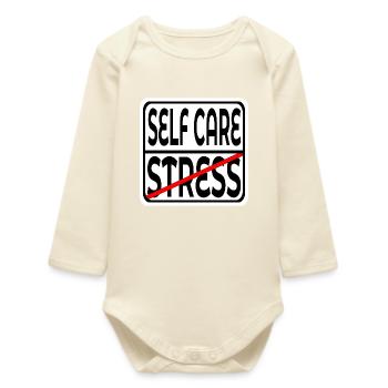STOP STRESS - FOCUS SELF CARE SIGN - Baby Organic Long-Sleeved Bodysuit - soft Ecru - Front