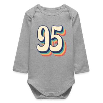 T-Shirt rétro Vintage numéro 95 quatre-vingt-quinze - Body bébé manches longues biologique - gris chiné - Devant