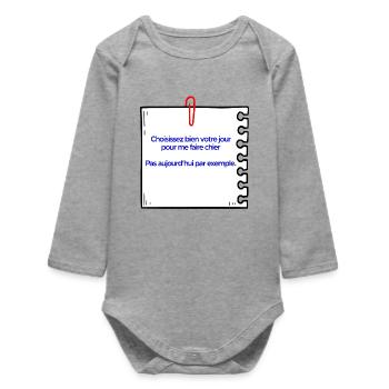 Don't piss me off - Baby Organic Long-Sleeved Bodysuit - heather grey - Front