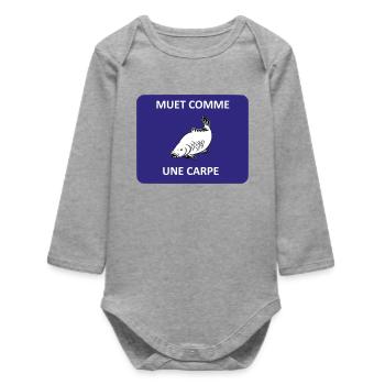 Muet comme une carpe - Body bébé manches longues biologique - gris chiné - Devant