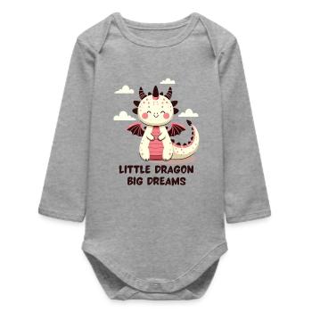 Little dragon big dreams - Baby Organic Long-Sleeved Bodysuit - heather grey - Front