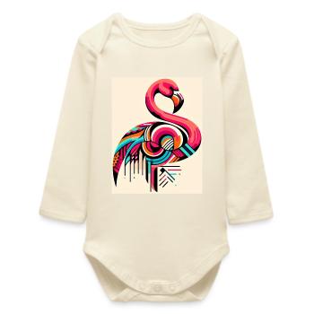 Flamant - Body bébé manches longues biologique - écru doux - Devant