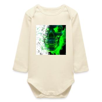 Grünes Kryptowelt Schädel Design - Baby Organic Langarmbody - Natur - Vorne