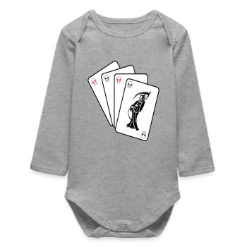 Grim Reaper Cards - Baby Organic Long-Sleeved Bodysuit - heather grey - Front