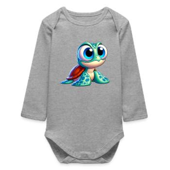 Turtle - Baby Organic Long-Sleeved Bodysuit - heather grey - Front