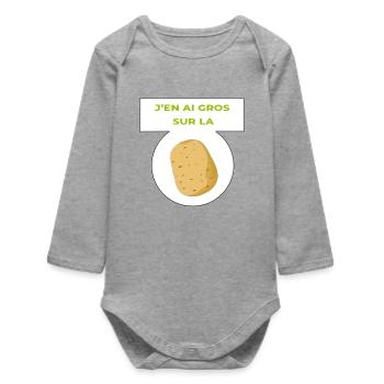 I have a lot on my plate - Baby Organic Long-Sleeved Bodysuit - heather grey - Front