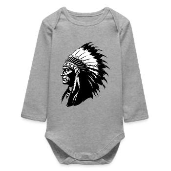 Indian Chief - Baby Organic Long-Sleeved Bodysuit - heather grey - Front