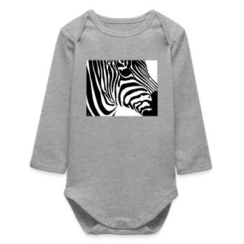 Zebraprint: Kontraststreifen - Baby Organic Langarmbody - Grau meliert - Vorne