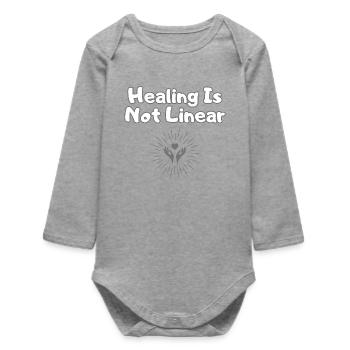 Healing Is Not Linear – Mental Health Wear - Baby Organic Langarmbody - Grau meliert - Vorne