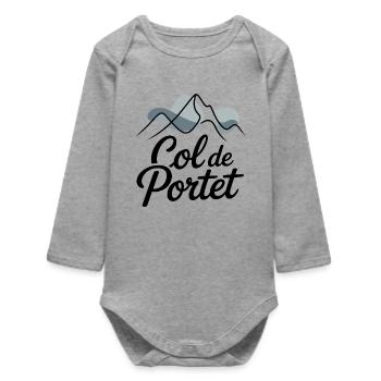 Col de Portet Cyclisme - Body bébé manches longues biologique - gris chiné - Devant