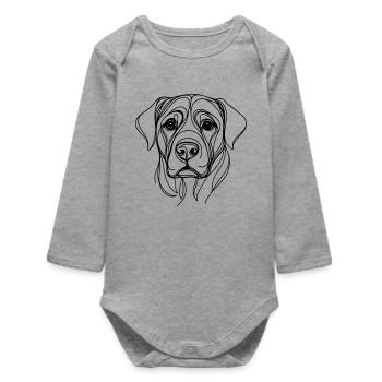 Dog_line_art_1 - Body bébé manches longues biologique - gris chiné - Devant