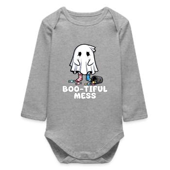 BOO-TIFUL MESS - FANTÔME HALLOWEEN - Body bébé manches longues biologique - gris chiné - Devant
