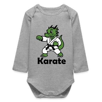 Karate Dragon - Baby Organic Long-Sleeved Bodysuit - heather grey - Front