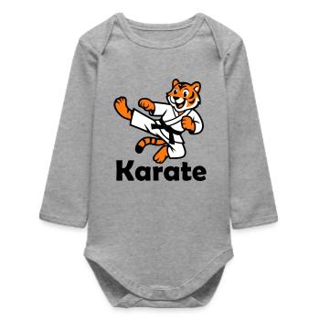 Karate Tiger - Baby Organic Long-Sleeved Bodysuit - heather grey - Front