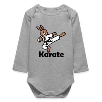 Karate Rabbit - Baby Organic Long-Sleeved Bodysuit - heather grey - Front