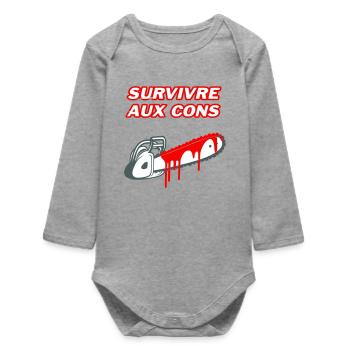 Surviving the idiots - Baby Organic Long-Sleeved Bodysuit - heather grey - Front