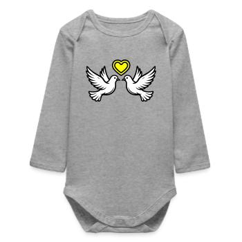 Mariage Colombe Couple Couple Coeur - Body bébé manches longues biologique - gris chiné - Devant