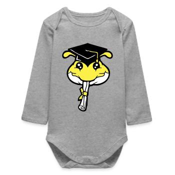 Caterpillar High School Graduation Passed College Worm - Baby Organic Long-Sleeved Bodysuit - heather grey - Front