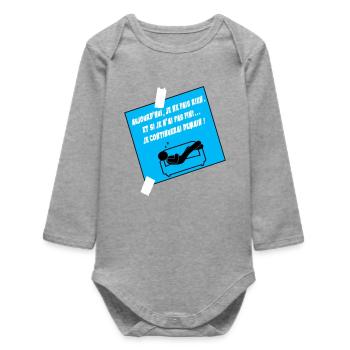 Citation Humoriste Sur Canapé Bleu - Body bébé manches longues biologique - gris chiné - Devant