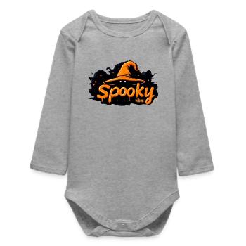 Spooky Vibes – Halloween Magic and Thrills - Baby Organic Long-Sleeved Bodysuit - heather grey - Front