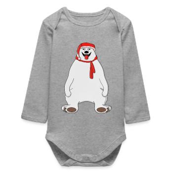 Eisbär - Baby Organic Langarmbody - Grau meliert - Vorne