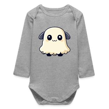 Sheep Halloween Ghost - Baby Organic Long-Sleeved Bodysuit - heather grey - Front