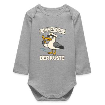 French Fries Thieves of the Coast Seagull Baltic Sea North Sea - Baby Organic Long-Sleeved Bodysuit - heather grey - Front