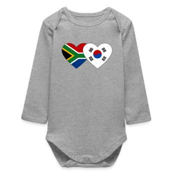 Afrique du Sud Drapeau de la Corée du Sud Coeur - Body bébé manches longues biologique - gris chiné - Devant