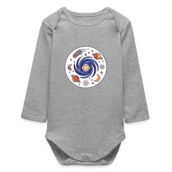 Cosmic Vortex Galaxy - Baby Organic Long-Sleeved Bodysuit - heather grey - Front