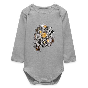 Noir Blossoms Accents d’orange - Body bébé manches longues biologique - gris chiné - Devant