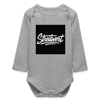 Disputed Script Logo Black - Baby Organic Long-Sleeved Bodysuit - heather grey - Front