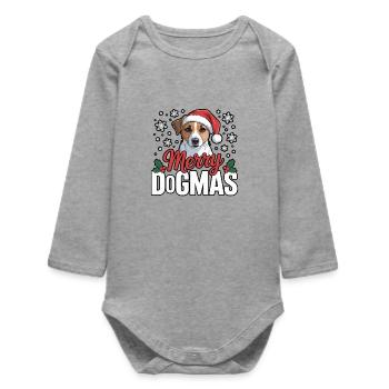Merry Dogmas Hund Weihnacht - Baby Organic Langarmbody - Grau meliert - Vorne