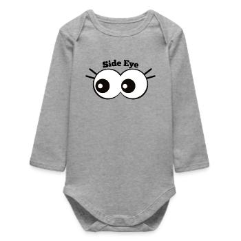 Side Eye Cartoon Augenwitz - Baby Organic Langarmbody - Grau meliert - Vorne