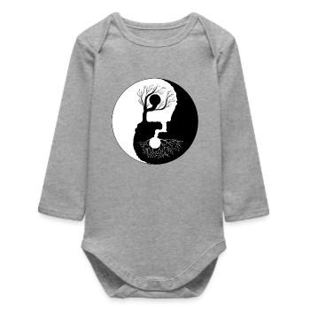 Tree YinYang Balance - Baby Organic Long-Sleeved Bodysuit - heather grey - Front