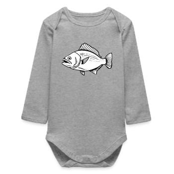 Fish Angler T-shirt Gift Angler - Baby Organic Long-Sleeved Bodysuit - heather grey - Front