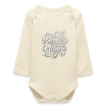 Create Your Own Magic Text - Baby Organic Long-Sleeved Bodysuit - soft Ecru - Front