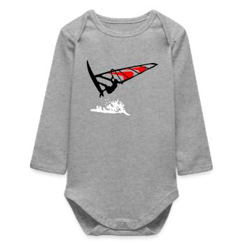 Windsurfing - Baby Organic Long-Sleeved Bodysuit - heather grey - Front