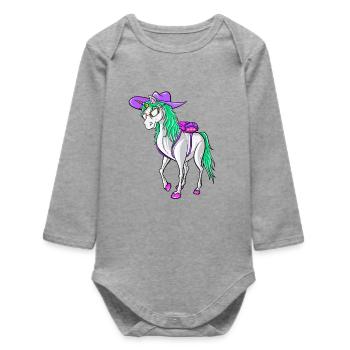 Retour à l’école 2026 Design de style licorne Tee Kids - Body bébé manches longues biologique - gris chiné - Devant