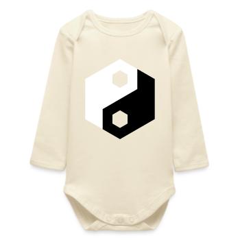 Découpe hexagonale Yin Yang - Body bébé manches longues biologique - écru doux - Devant