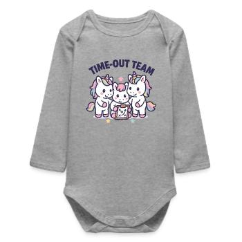 Équipe de handball Unicorn, Time Out, Kids - Body bébé manches longues biologique - gris chiné - Devant