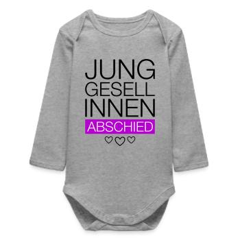 Hen Farewell Heart - Baby Organic Long-Sleeved Bodysuit - heather grey - Front