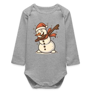 Cool Snow Man Dab - Body bébé manches longues biologique - gris chiné - Devant