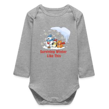 Équipe Winter Chill : Douillet et Fatigué - Body bébé manches longues biologique - gris chiné - Devant