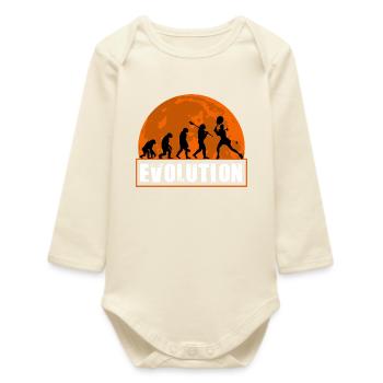 Tennis Evolution Female Player Retro Sunset Art - Baby Organic Long-Sleeved Bodysuit - soft Ecru - Front