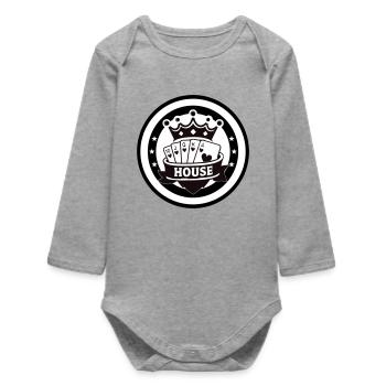 Royal Flush of the House Heart Poker Emblem - Baby Organic Long-Sleeved Bodysuit - heather grey - Front