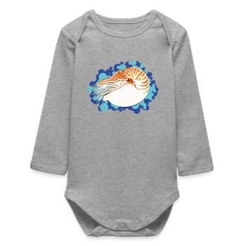 Nautilus Pompilius - Retro Marine Art - Baby Organic Long-Sleeved Bodysuit - heather grey - Front