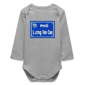 Panneau routier Hanoï Vietnam - Body bébé manches longues biologique - gris chiné - Devant